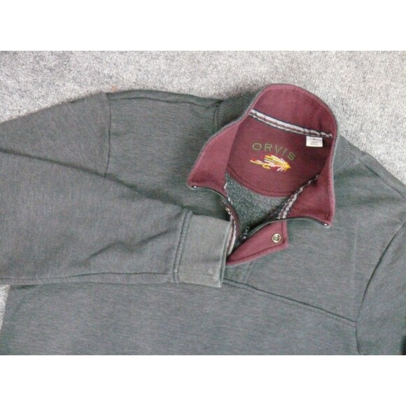 Orvis Mens XL Gray Quarter Snap Pullover Sweatshirt Fly Fishing Lined‎ Collar - Picture 1 of 9